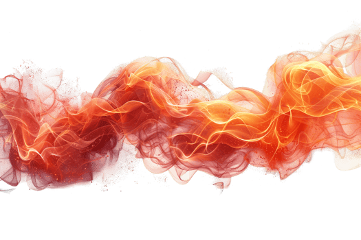 horizontal wavy red flame isolated on transparent background , png
