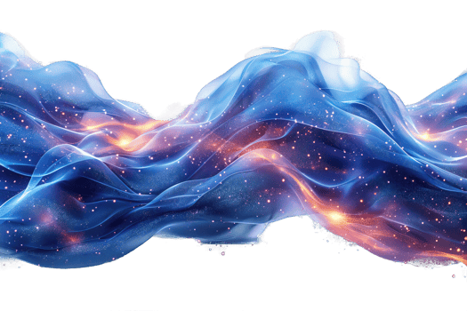 horizontal wavy blue flame isolated on transparent background , png