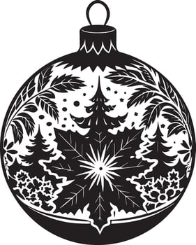 christmas ornament illustration black and white vector