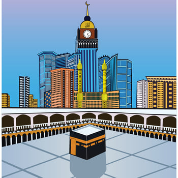 Makkah Kaaba Hajj Muslims Islamic Mecca . vector