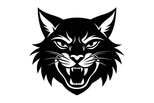 bobcat angry head top view silhouette vector