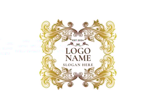 Logo Gold flowers frame vintage. Logo retro, floral, luxury. Editable file vector