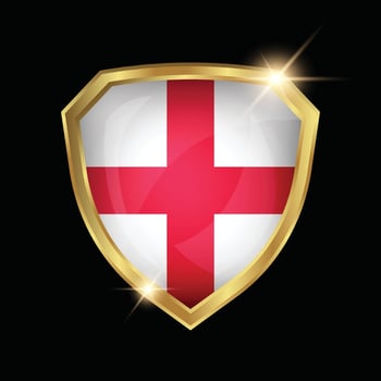 England Flag Golden Shield Logo vector