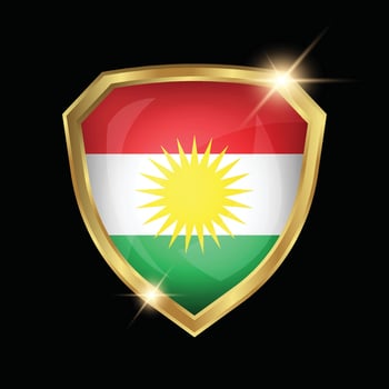 Iraqi Kurdistan Flag Golden Shield Logo vector