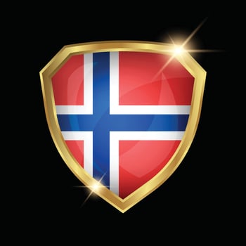 Norway Flag Golden Shield Logo vector