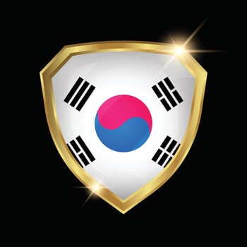South Korea Flag Golden Shield Logo vector