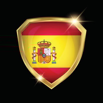 Spain Flag Golden Shield Logo vector