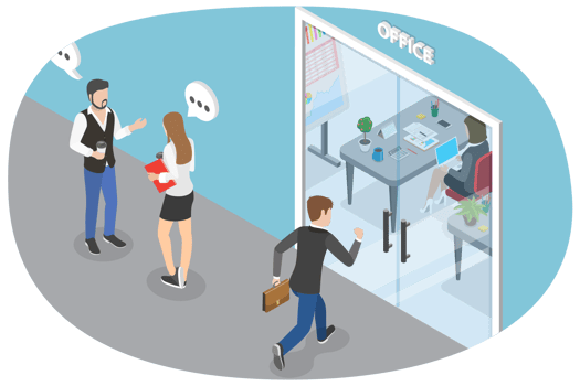 3D Isometric Flat Conceptual Illustration of Office Entrance png