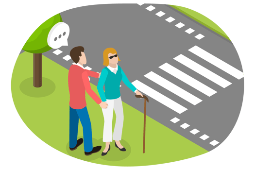 3D Isometric Flat Conceptual Illustration of Blind Person png