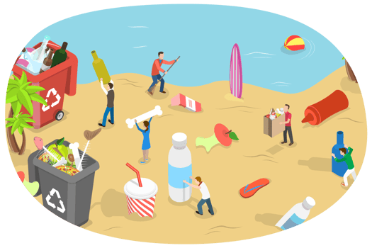 3D Isometric Flat Conceptual Illustration of Beach Cleaning png