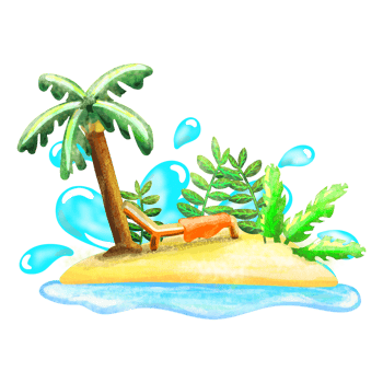 Summer island and beach lounger illustration png