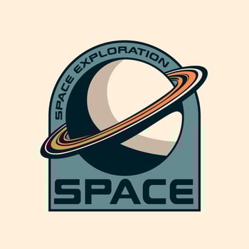 Space Galaxy universe outer space planet Vintage Retro Badge logo vector