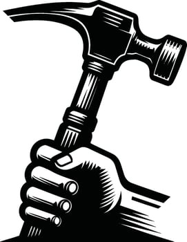 Hammer, isolated on white background. silhouette of hammer and other tools. vector