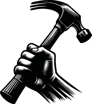 Hammer, isolated on white background. silhouette of hammer and other tools. vector