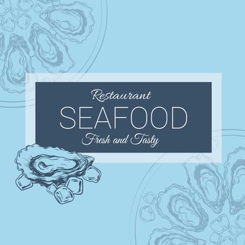 Hand drawn oysters on ice cubes. Vintage style. Retro sketch background. Menu cover design Template for seafood restaurant, oyster farm, bar. vector