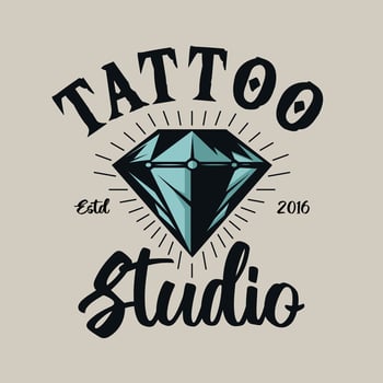Diamond Gemstone vintage tattoo studio retro logo vector