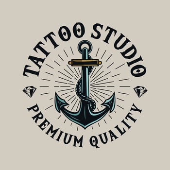 Vintage ship anchor tattoo studio retro logo vector