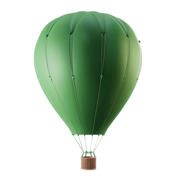 Green hot air balloon on transparent background png