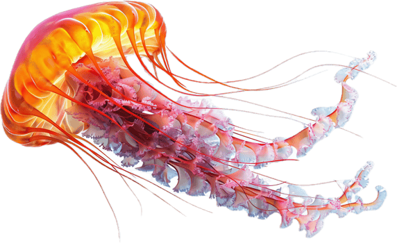 Colorful Jellyfish with Flowing Tentacles. png
