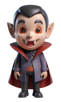 Cute Dracula Halloween 3d png