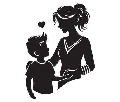 Mother and son silhouette vector