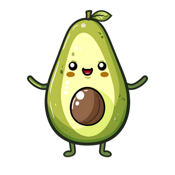A cute, happy cartoon avocado with arms outstretched png