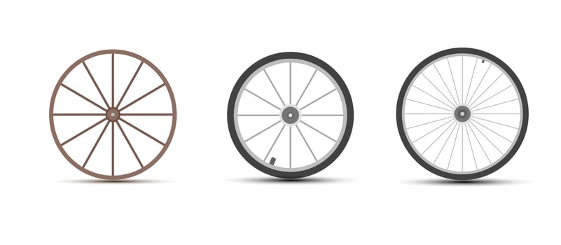 Old Wooden Wheels, Bicycle wheel Set. illustrtion vector