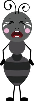 Cute ant sad and crying vector