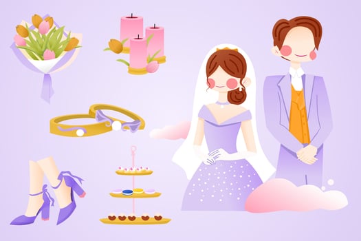 Set wedding illustration. Perfect for wedding celebration, bride, or groom vector