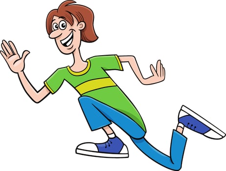 running cartoon young man comic character vector