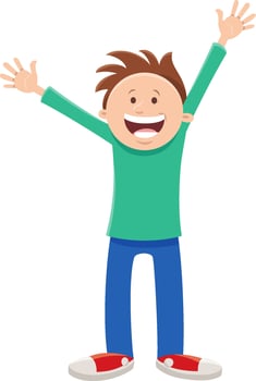 happy cartoon boy elementary age or teen character vector