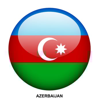 AZERBAIJAN flag button on white background vector