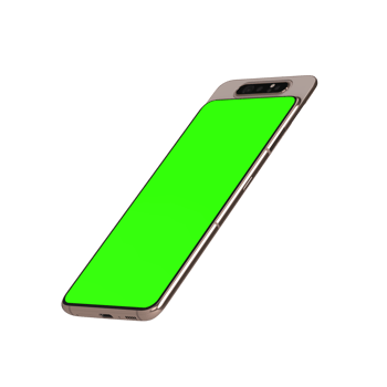 Clear phone leaned left angle greenscreen png