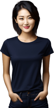 a woman wearing a black t - shirt png