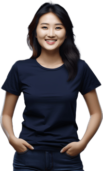 a woman wearing a black t - shirt png