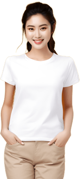 a woman wearing a white t - shirt png