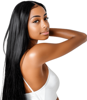 beautiful black woman with long hair on transparent background png