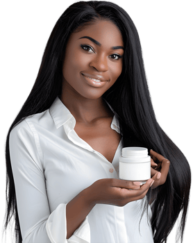 beautiful african american woman holding a jar of cream png