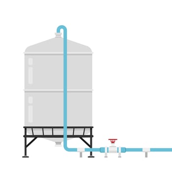 Water tank . Tap. Water tank on white background. vector