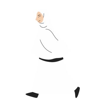 Muslimah walking with ihram hajj png
