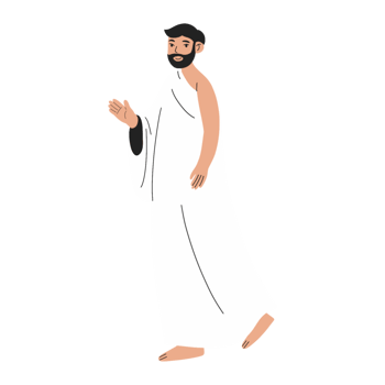 Man wearing ihram hajj illustration png
