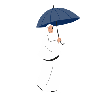 Muslimah hajj with umbrella png