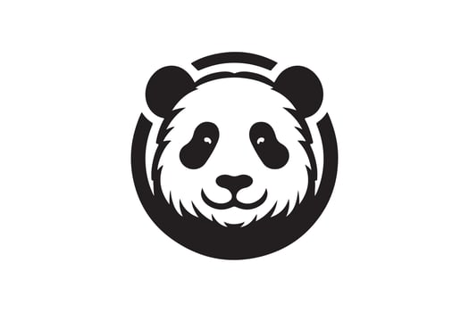 Panda logo silhouette art illustration. vector