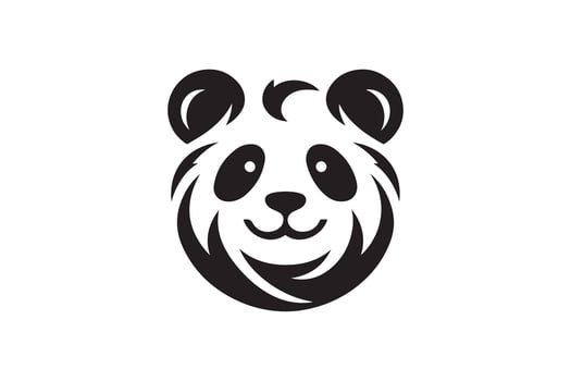 Panda logo silhouette art illustration. vector