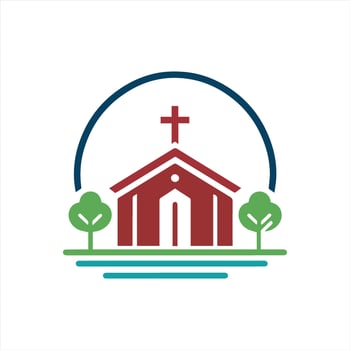 minimalist church logo art illustration vector