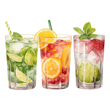 Cocktails, Beverages Illustration. Watercolor Style png