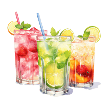 Cocktails, Beverages Illustration. Watercolor Style png