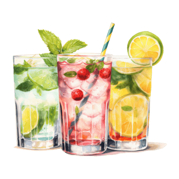 Cocktails, Beverages Illustration. Watercolor Style png