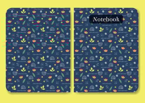 Notebook with springtime pattern. Cover page design aesthetic flourish artwork illustration. vector