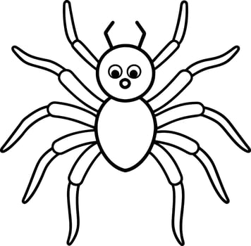 Spider black and white illustration for coloring book vector